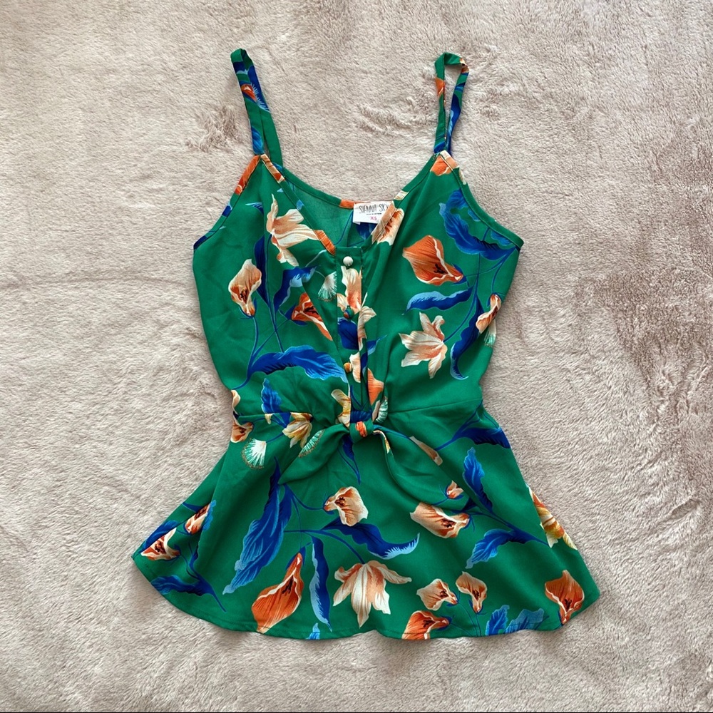Sienna Sky Floral Green Tank Top NWT